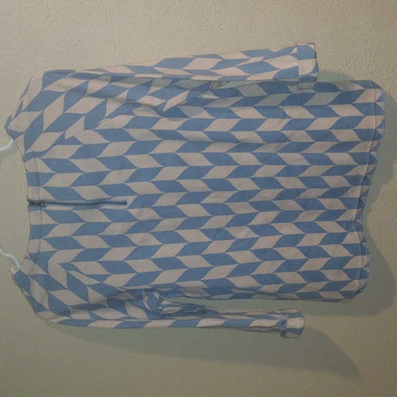 Boden Geometric Blue Beige Pink Sequin Detail Back Zip Cotton Blend 3/4 … - Picture 7 of 7